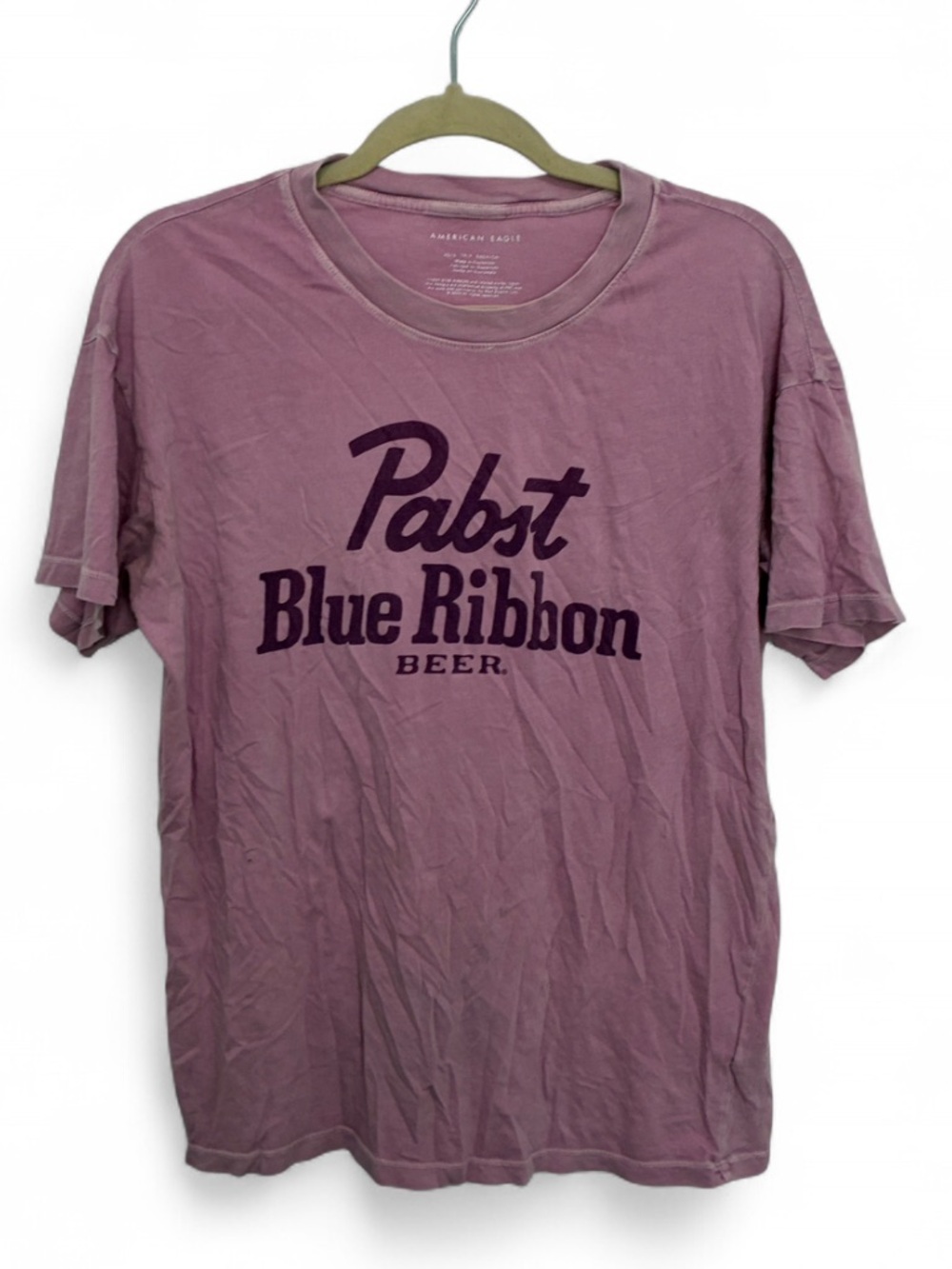 American Eagle Outfitters Mauve Pabst Blue Ribbon Graphic Oversized Tee